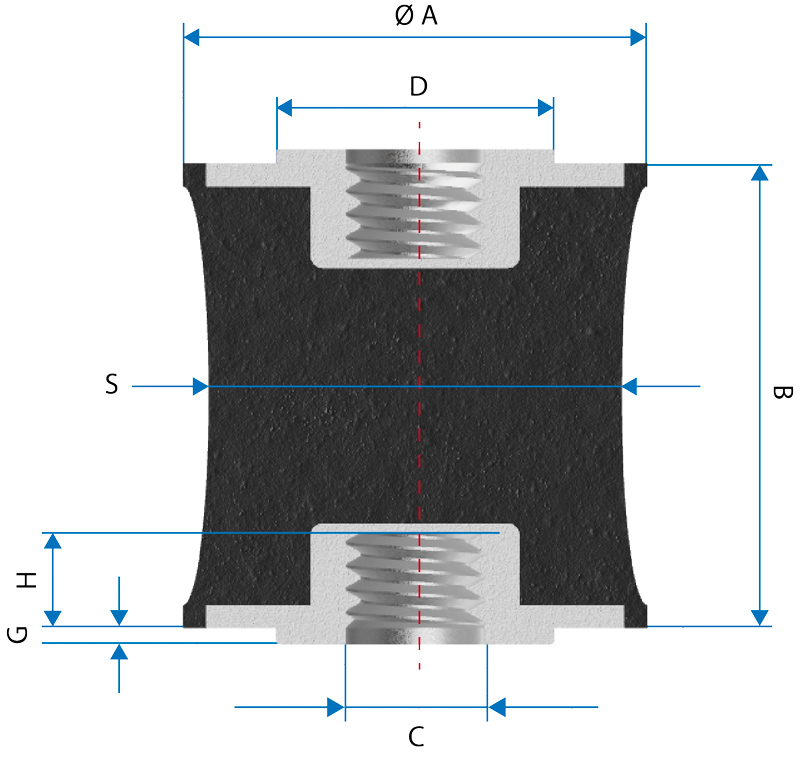 Radiaflex Diabolo mount dimensions with two tapped holes